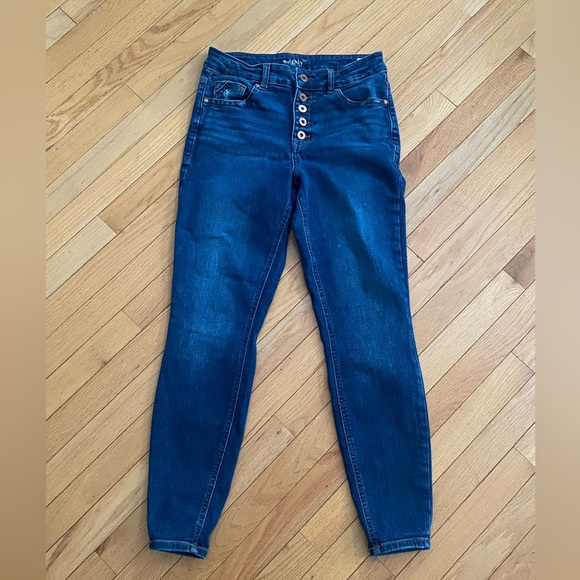 edge Denim - edge Women's Dark Blue Skinny Button-Fly Jeans